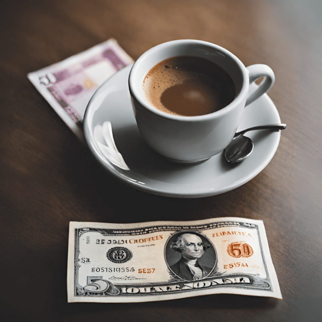 Coffee with a $5 note