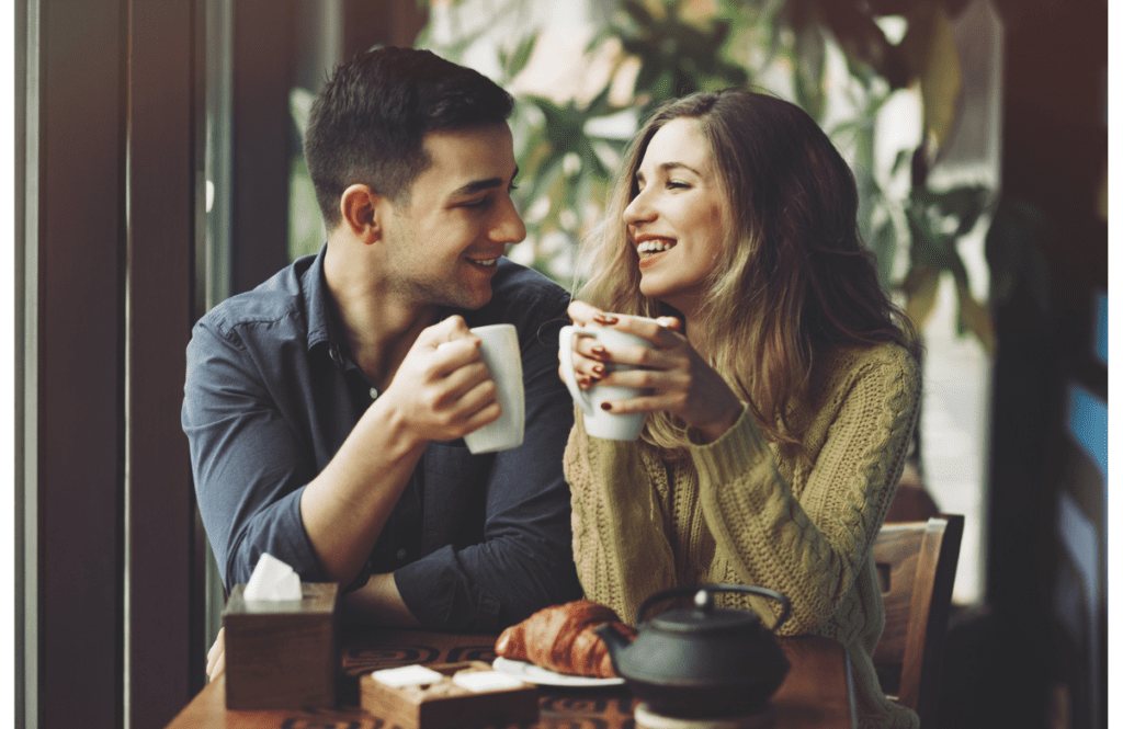 A couple enjoying coffee